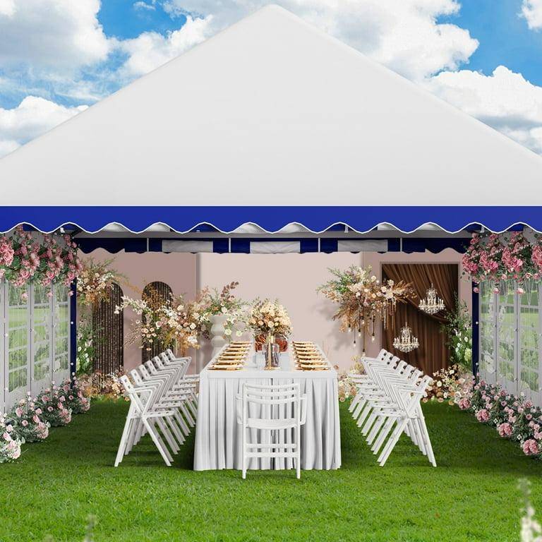 Summit Living 16 X 20 FT Party Tent Outdoor Canopy Tent for outside party wedding tent with Sidewalls Blue and White