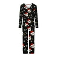 thumbnail image 4 of Lorytime Christmas Pajamas Sets Adults Santa Claus Long Sleeved V-Neck Tops Elastic Waist Pants Holiday Loungewear, 4 of 5
