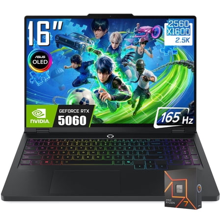 Lenovo Legion Pro 5 Gaming Laptop, 16" 2560 x 1600 2.5K 165Hz OLED Display, AMD Ryzen 7 8745HX, NVIDIA RTX 5060, RGB Backlit KB, Win11 Home(16GB DDR5 | 512GB SSD)