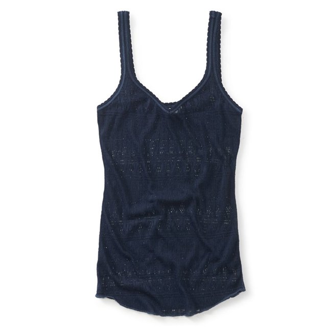 Aeropostale - Camiseta sin mangas de malla transparente para mujer, azul, talla mediana Aeropostale Camiseta sin mangas