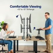 Black Dual LCD Monitor Desk Mount Stand, Stacked Vertical 2 Screens up to 34