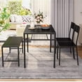thumbnail image 2 of Kitchen Table Set for 4, Lofka Dining Table Set with MDF Bench, Chair and Storage Rack for Small Spaces|Studio|Kitchen, Black, 2 of 8