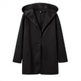 thumbnail image 4 of UJNDER Women's Winter Wool Coat Trench Jacket Warm Slim Long Overcoat Outwear Round Neck Loose Hooded Trench Coat Women Black XXXXXL, 4 of 9