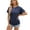 Navy, variant on New Women's Casual Tops Short Sleeve Shirts Solid Color Loose Fit Crew Neck Tshirts with Side Shirring