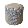 thumbnail image 3 of Conemporary Handmade Canvas with leather Round Pouf in Beige Color, 3 of 3