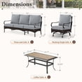 thumbnail image 6 of SUMMIT LIVING 4-Piece Outdoor Patio Furniture Set with Rocking Chairs, Metal Outdoor Patio Conversation Set with Wood-Grain Coffee Table for 5 People, Gray, 6 of 12