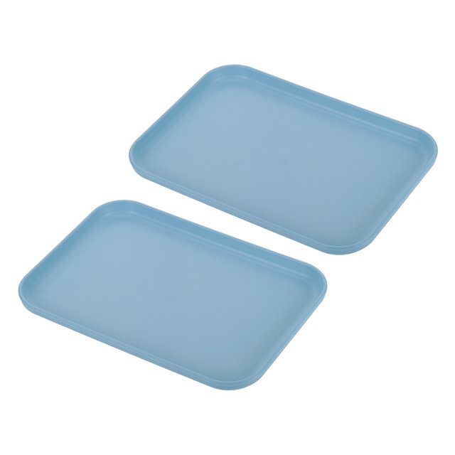 Unique Bargains 9x7' Fast Food Tray, 2 Pack PP Plastic Reusable Multi-Purpose Non-Slip Serving Tray Blue