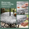 thumbnail image 3 of Round Outdoor Tablecloth with Umbrella Hole and Zipper, Shabby Grey Fitted Table Cover with Elastic Edge for 55-60 Inch, Oil Painting Vintage Art Gray White Waterproof Patio Tablecoths for Picnic, 3 of 9
