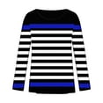 thumbnail image 4 of Long Sleeve T Shirt Fashion Casual Striped Tops for Women Crew Neck Slim Fitted Going Out Tops Y2K Outfits 2025 Blue M, 4 of 5