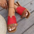 thumbnail image 6 of Summer New Plus-size One-line Buckle Matching Color To Wear Beach Sandals Summer Sandals for Women Red 41, 6 of 8