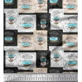 thumbnail image 1 of Soimoi Green Silk Fabric Caramel & Americano Coffee Beverages Print Fabric by the Yard 42 Inch Wide, 1 of 1