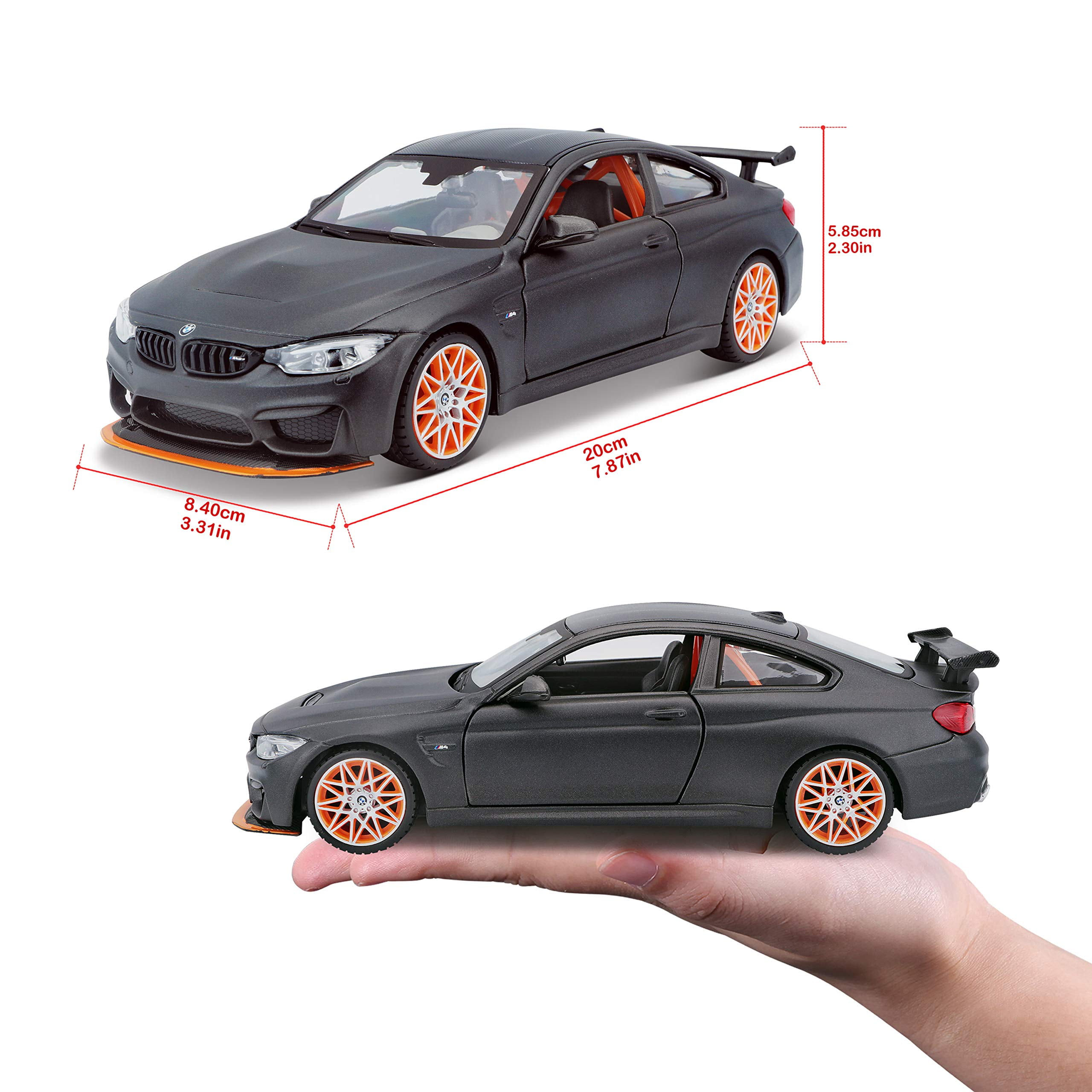 BMW M4 GTS Orange with Carbon Top and Orange Wheels 1/24 Diecast Model Car by Maisto