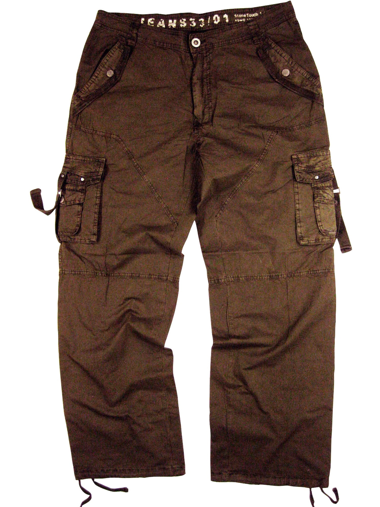 YUNY Mens Work Wear Straight Military Comfort Baggy Cargo Pants Khaki 32