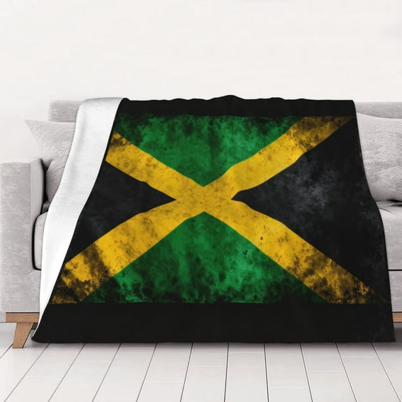 Throw Blanket Jamaican-Flag Soft Cozy Fleece Flannel Blanket Home Decor for Couch Sofa Bed 80"x60"