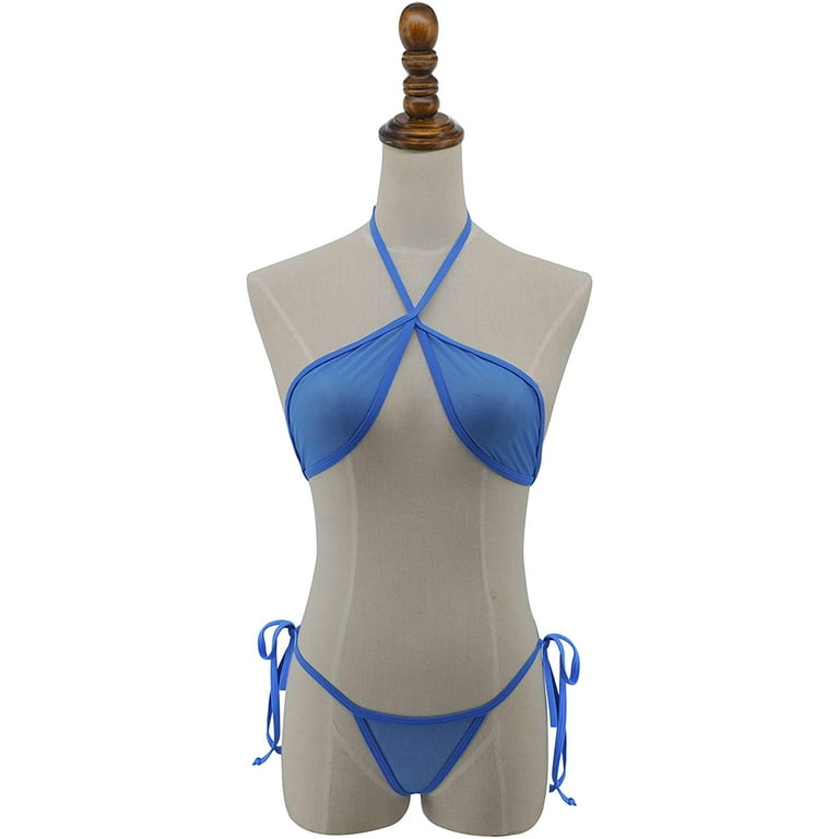 SHERRYLO Fishnet Bikini Sheer Mini Micro Bikinis See Thru Wrap Around Top  Brazilian G String Thong Bottom Skimpy Swimsuits 