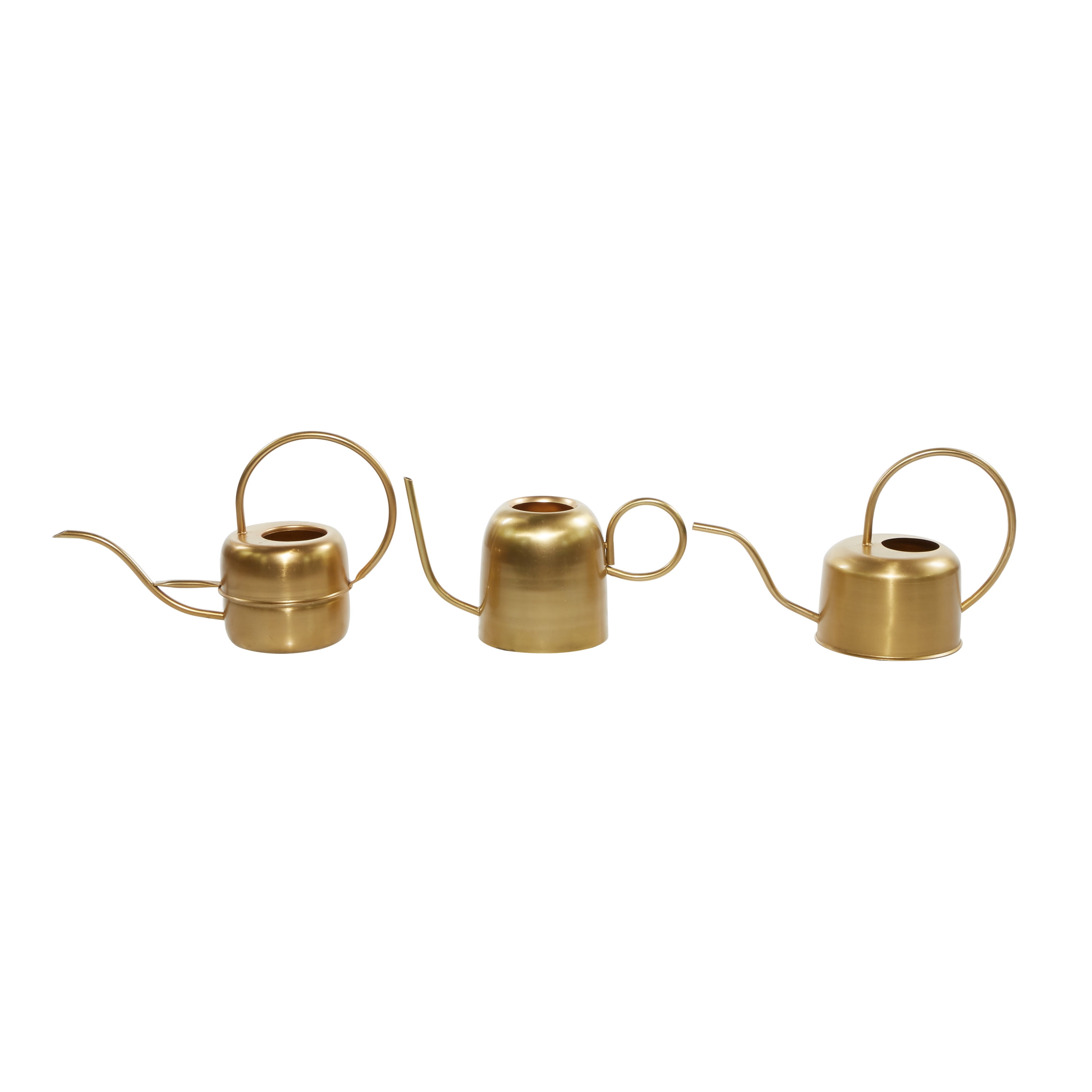 DecMode 7", 8", 9"H Indoor Outdoor Gold Metal Watering Can Planter (3 Count)