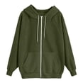 thumbnail image 3 of Women's Corduroy Jacket Hooded Zip Front with Pockets Oversized Long Sleeve Casual Spring Fall Winter | CSEONE,Army Green L, 3 of 6