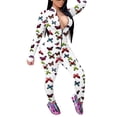 thumbnail image 1 of Women Long Sleeve Front Zipper Bodycon Jumpsuit Rompers Overall, 1 of 6