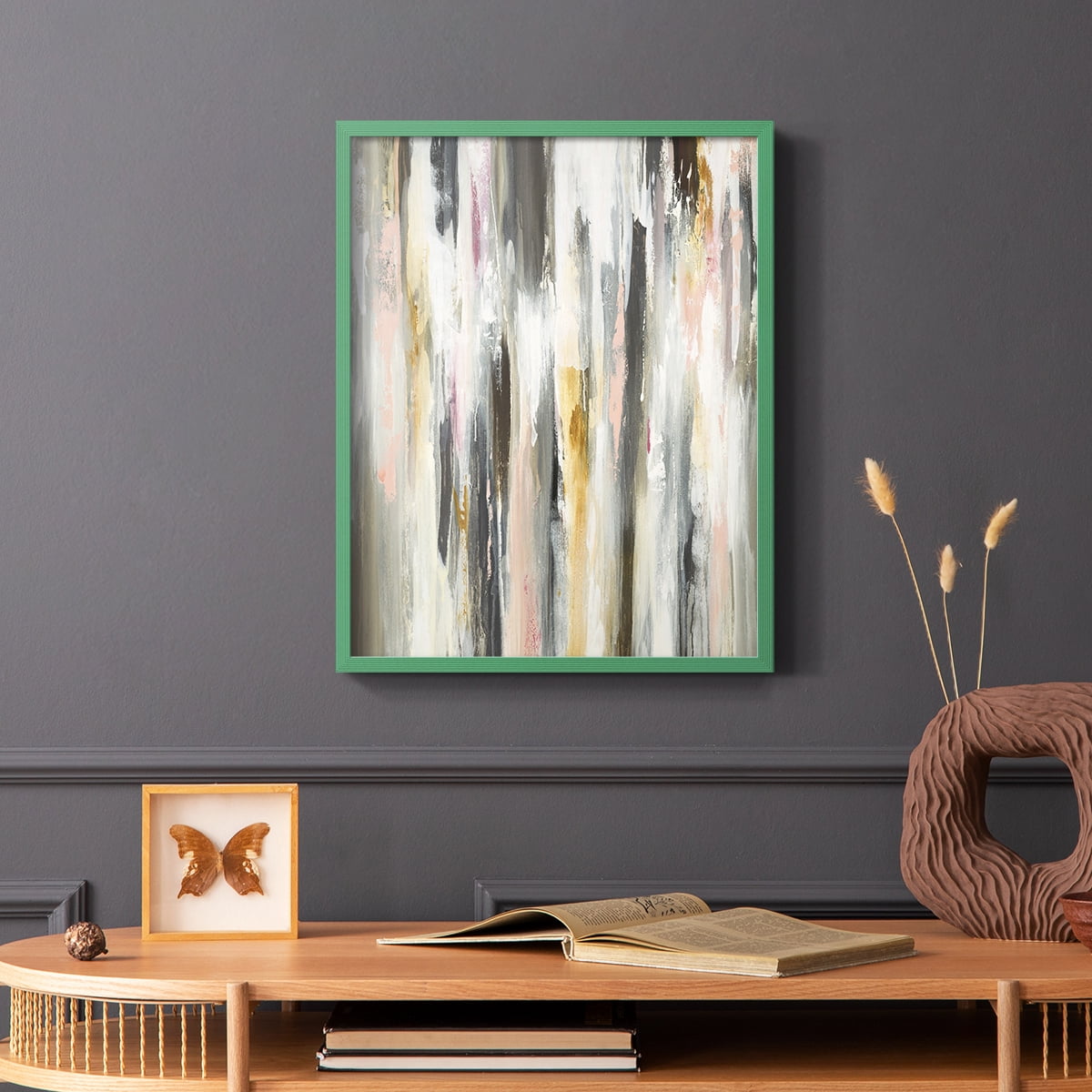 Color Ripple II Framed Print in Green Solid Wood Framed Print No Nail Hanging