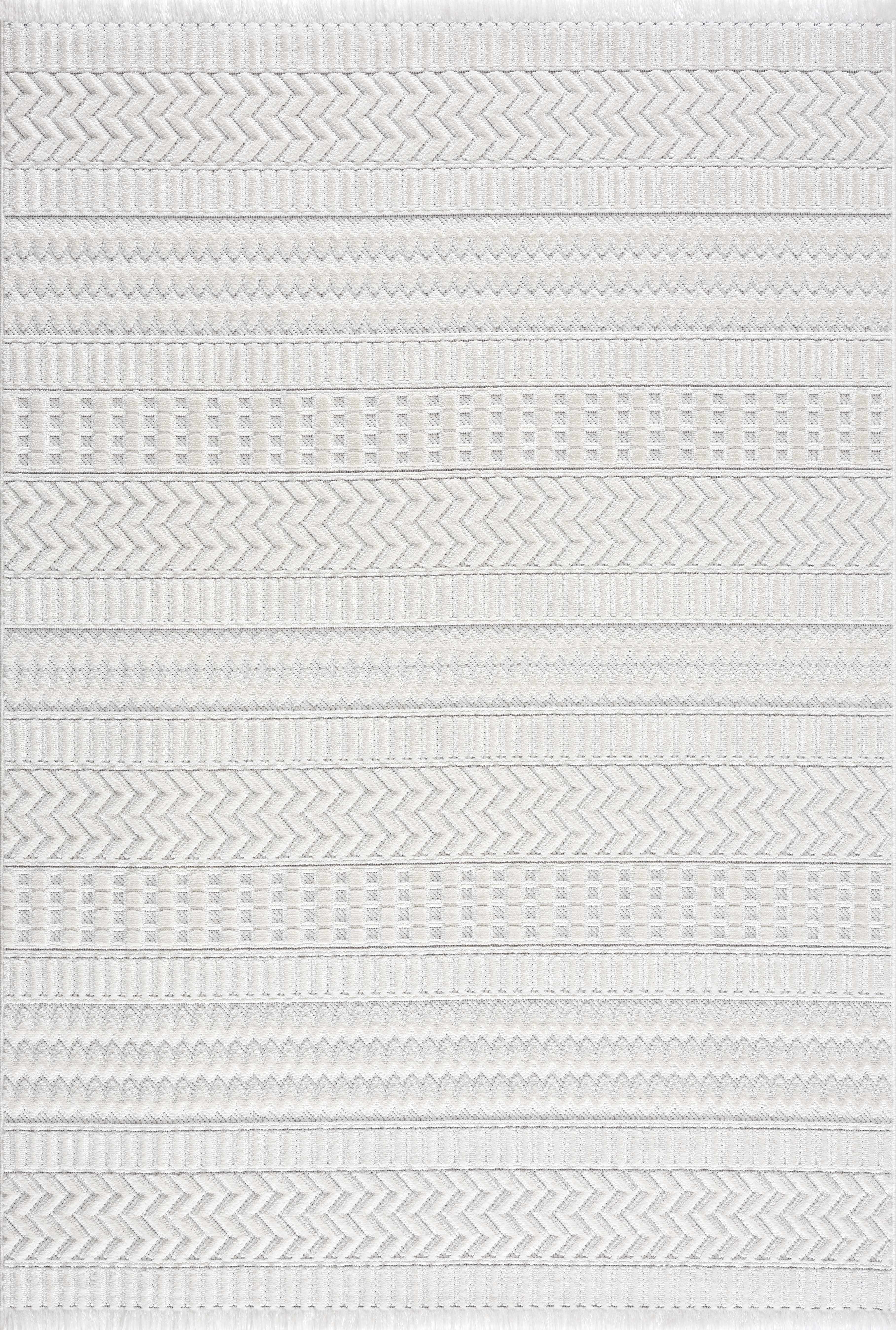 Hauteloom CIRA Living Room, Bedroom Area Rug - Traditional, Transitional - High Pile - White - 8'10" x 12'