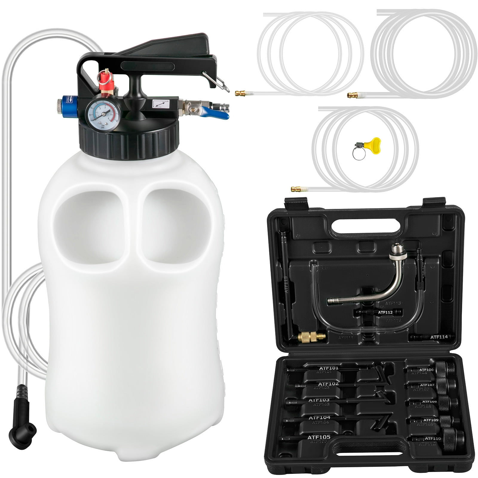KFFKFF Manual 2-Way ATF Refill Pump, Oil & Liquid Extractor with 10L Capacity, Includes Auto Transmission Fluid Pump Tool Kit & 14 ATF Filler Adapters