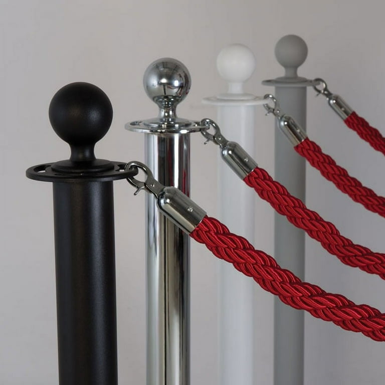 Red Twisted Stanchion Rope 9.8 ft Gold Look Stainless Steel Snap Hooks  Hotel Red Carpet Barrier