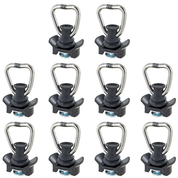 Single Stud L-Track Fitting w/ D Ring - Black - 10 Pack
