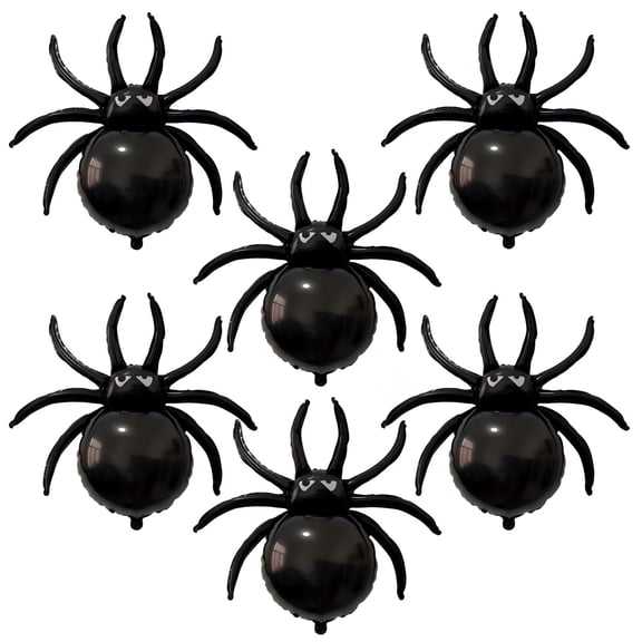 6 Pcs Black Spider Balloons, Halloween Party Decorations, 33 Inch Spider Foil Mylar Balloons for Halloween Party Birthday Haunted House Spooky Decoration Supplies