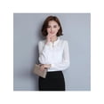 thumbnail image 2 of Women Chiffon Ruffle Collar Solid Color Long Sleeve Career Blouse Shirts, 2 of 2