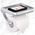 thumbnail image 1 of Uxcell Toilet Paper Holder with Phone Shelf Aluminum Alloy Silver, 1 of 7