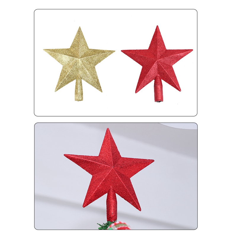 Cabilock Arbre Star Star Topper Golden Glitter Star Arbre De Vacances De No/ël Topper 5 Point Metal Star Festival D/écor De Cime De Cercle Pour Home Party 25cm