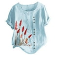 thumbnail image 4 of Patlollav Womens Summer Casual Short Sleeve Flower Printing Loose Shirt Tops, 4 of 6