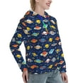 thumbnail image 6 of Picia Planets And Stars Pattern Casual Women's Hoodie, Hooded Sweatshirt with Kangaroo Pocket, Comfortable Pullover with Eye-catching Drawstrings-Large, 6 of 7