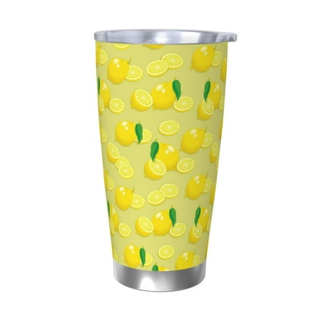 

Uemuo Bright Lemons Print Travel Coffee Mug 20oz Double-walled Car Cup Stainless Steel Insulated Tumbler Leak-proof Travel Cup Reusable Straw Car Cup-Without Straw