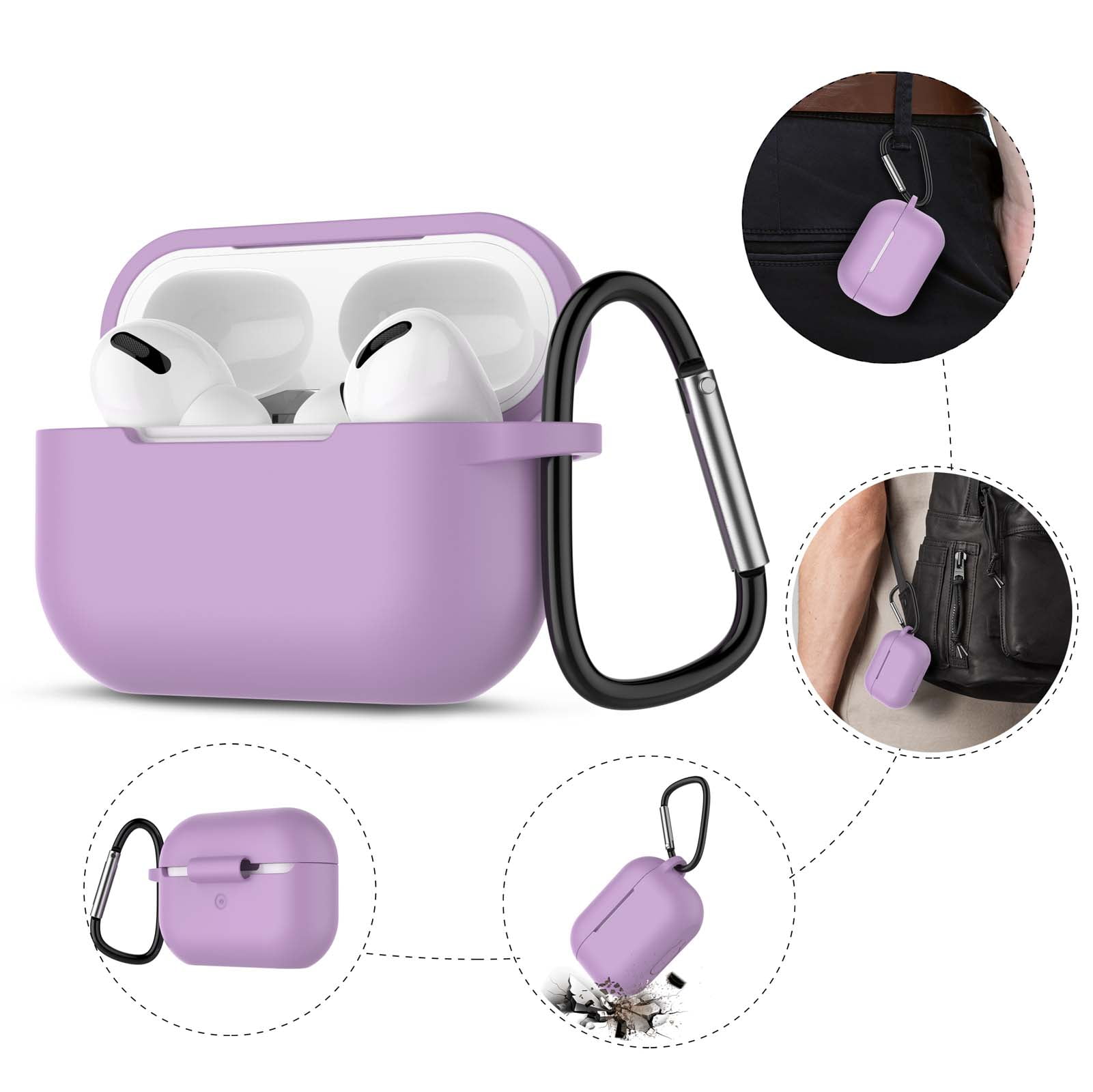 AirPods Pro Silicone Case, AirPods 3 Case with Keychain, Njjex Shockproof Protective Premium