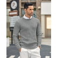 thumbnail image 3 of COOFANDY Men's Pullover Sweater Lightweigt Cable Knit Sweater Classic Casual Crewneck Sweaters, 3 of 7