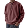 thumbnail image 5 of Men's Half Zip Pullover Hoodie, Casual Sports Sweatshirt, Loose Fit Unisex Fleece Top for Streetwear, Christmas, Fall Winter, Gym and Weekend Comfort Wear,Purple,XL, 5 of 5