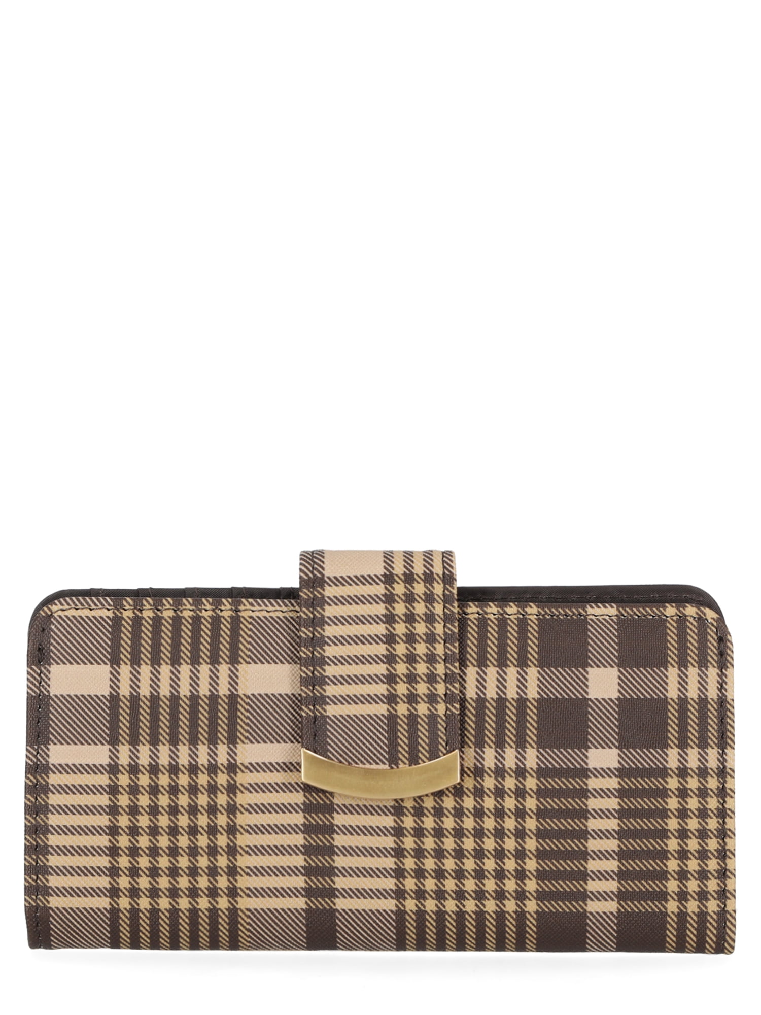 Time and Tru Women's Alexandra Slim Tab Wallet, Plaid Print