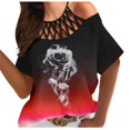 thumbnail image 1 of Blusa holgada de manga corta con cuello redondo a la moda para mujer Pompotops hfajkhk130291, 1 of 4