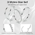 thumbnail image 4 of Briana Williams Double Hoop, 18G, Silver, Nose Rings, Cartilage Earrings, 3 Pack, 4 of 8