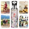 thumbnail image 7 of Yayeee 20oz Insulated Water Bottle Double Wall Stainless Steel with Flip Straw Lid, Purple Floral Pattern, 7 of 7