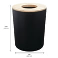 thumbnail image 2 of iDesign Bathroom Vanity Trash Can, 2.2 Gallon Round Steel and Wood Lid Garbage Bin, Black, 2 of 8