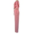 thumbnail image 4 of TNOBHG Women Top Pants Suit 2 Pcs/set Women Crop Top Pants Set V Neck Half Bubble Sleeves High Waist Wide Leg Single-breasted Lace-up Solid Color Commute, 4 of 8