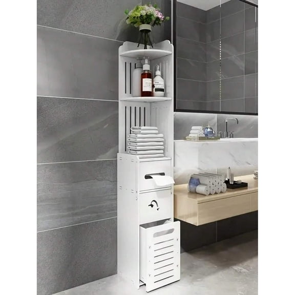 odorsTT Toilet Paper Holder Stand: Small Bathroom Storage Cabinet for Small Spaces