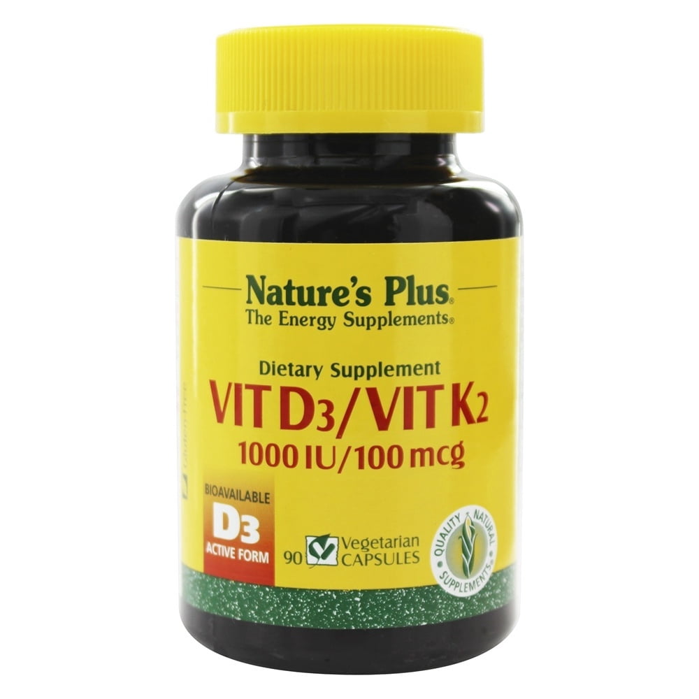 Nature's Plus Vitamin D3 1000 IU / Vitamin K2 100 mcg 90 Vegetarian Capsules