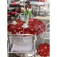 thumbnail image 4 of Outdoor Tablecloth with Umbrella Hole and Zipper, Christmas Red Round Table Cloth 60 Inch Waterproof Tablecloth, Xmas Winter Snowflakes New Year Holiday Picnic Table Cover for Patio Camping, 4 of 7