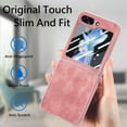thumbnail image 6 of Nalacover for Samsung Galaxy Z Flip5 Slim Folding Case with Screen Protective Film, Skin-Feel Vintage Premium PU Leather Shockproof Anti-Scratches Cover for Samsung Galaxy Z Flip5,Pink, 6 of 11