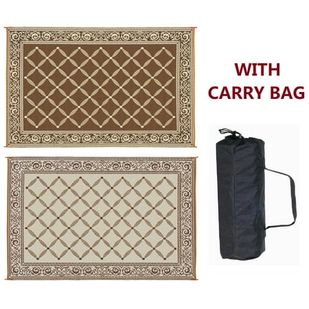 - Reversible Mats 6'x9' RV Garden Mat, BRN/Beige