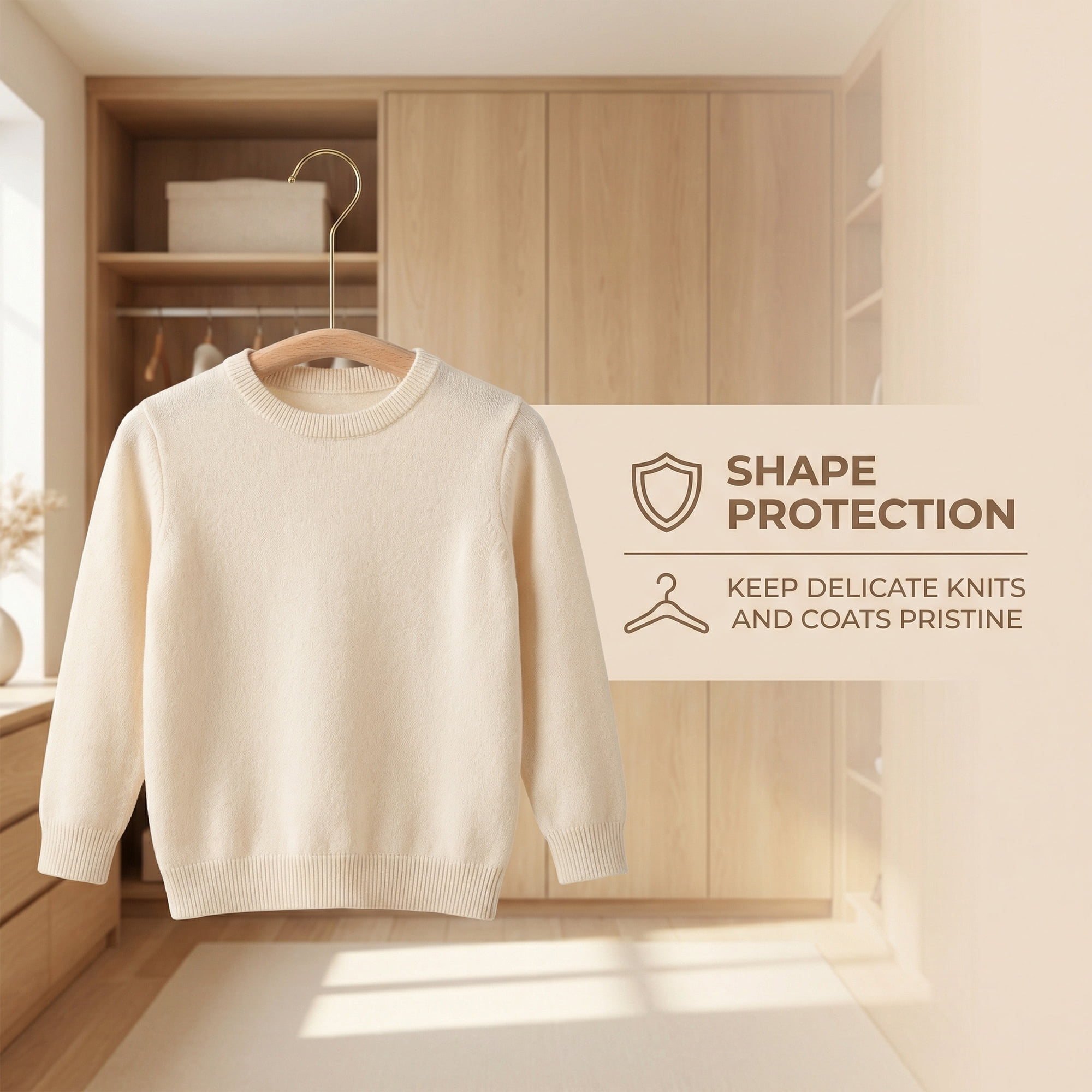 Unique Bargains 2Pcs Wood Nonslip Space Saving Hangers Gold