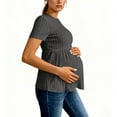 thumbnail image 4 of HongQid Women's Ruffle Hem Maternity T Shirt Short Sleeve Crewneck Ribbed Knit Peplum Tee Tops, 4 of 8